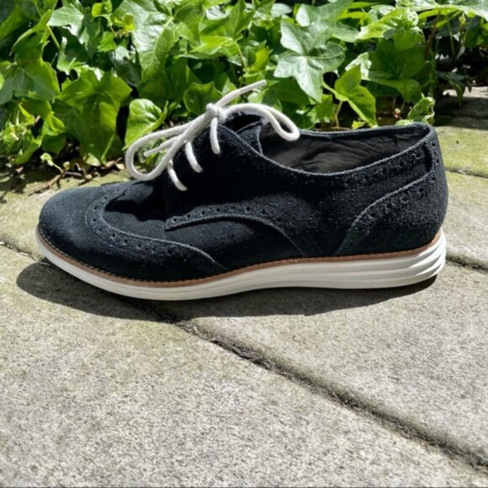 Cole Haan Black Suede Women's Flats with White Laces
